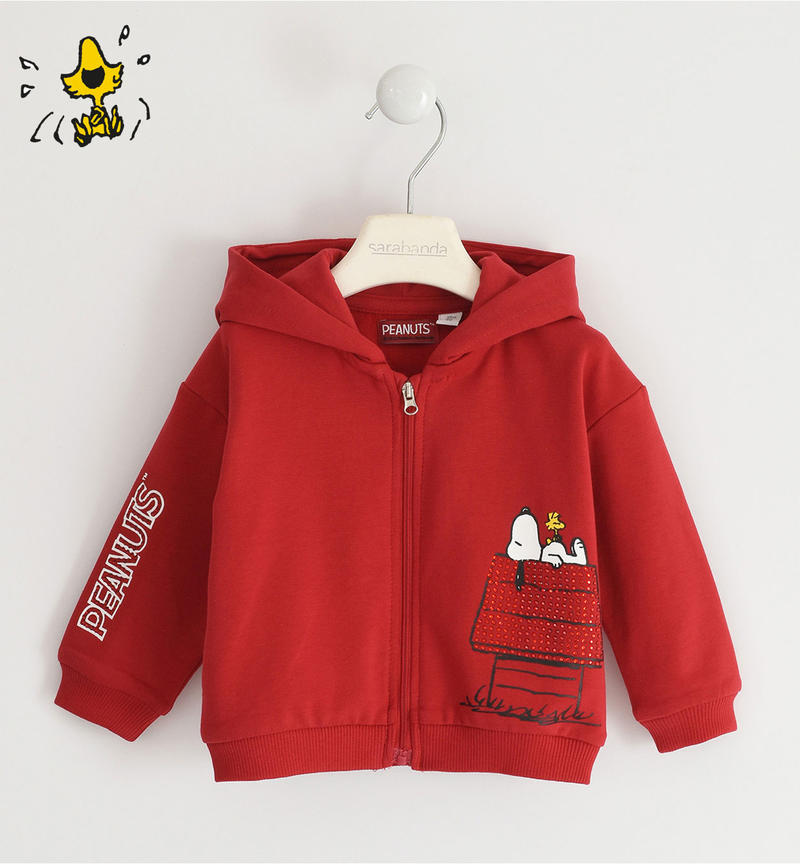Felpa bambina con zip capsule Peanuts da 9 mesi a 8 anni Sarabanda ROSSO-2253