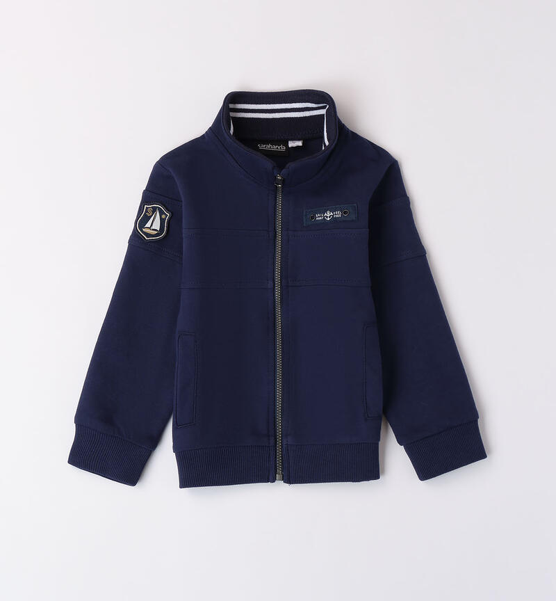 Boys' blue zip-up sweat jacket  NAVY-3854