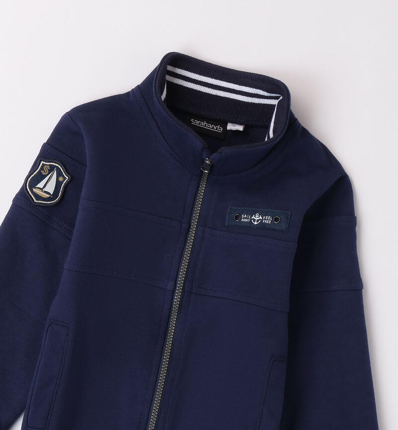 Boys' blue zip-up sweat jacket  NAVY-3854