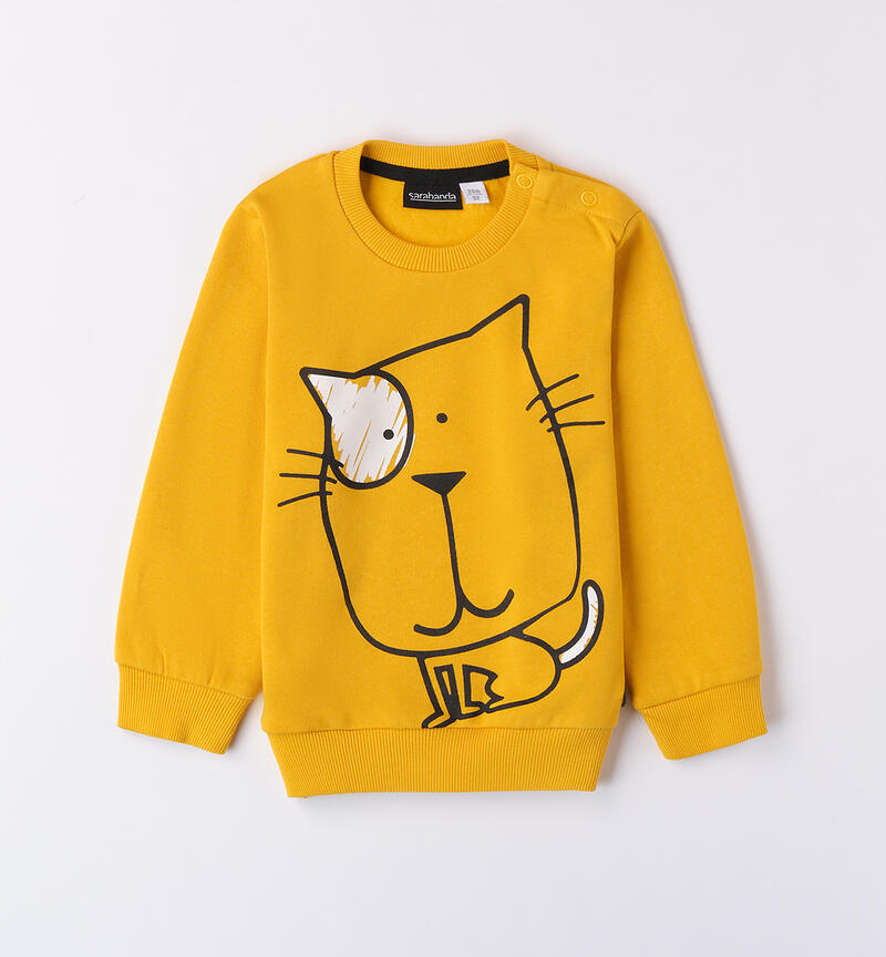 Sweatshirt with cat for boys GIALLO-1615