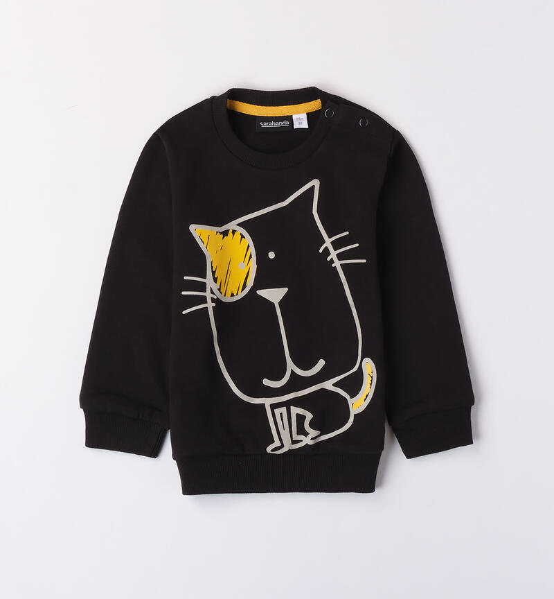 Sweatshirt with cat for boys NERO-0658