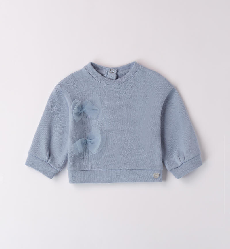 Sweatshirt for baby girl with bows L.BLUE-3964