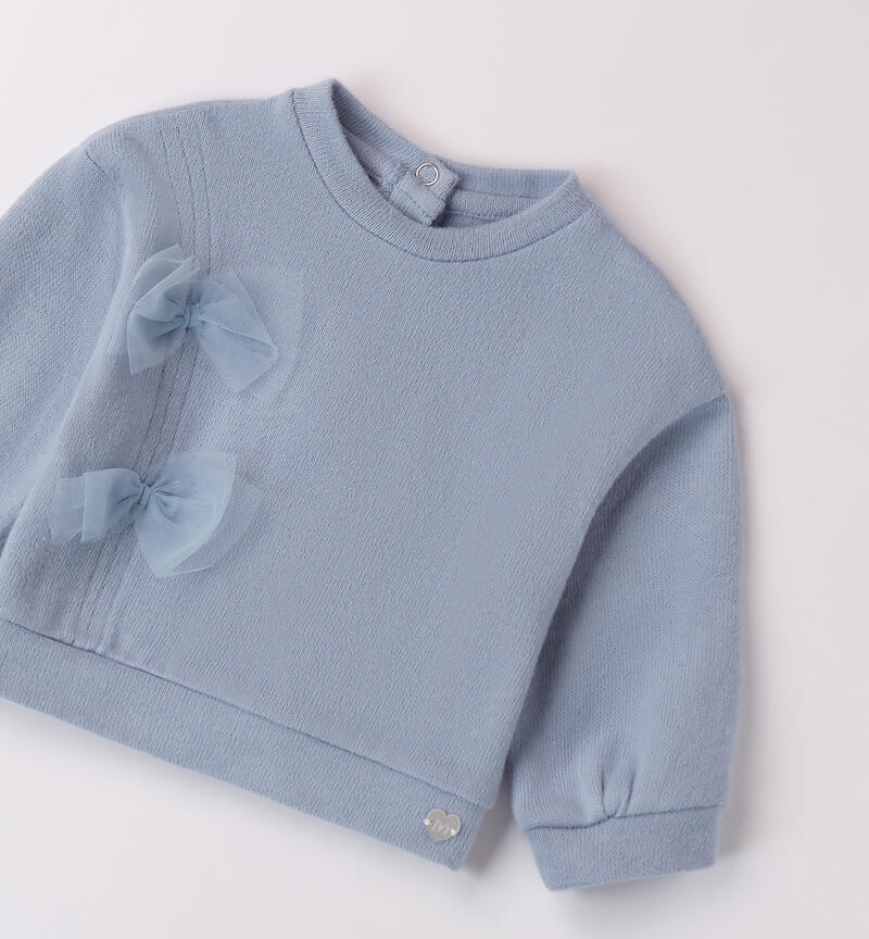 Sweatshirt for baby girl with bows L.BLUE-3964