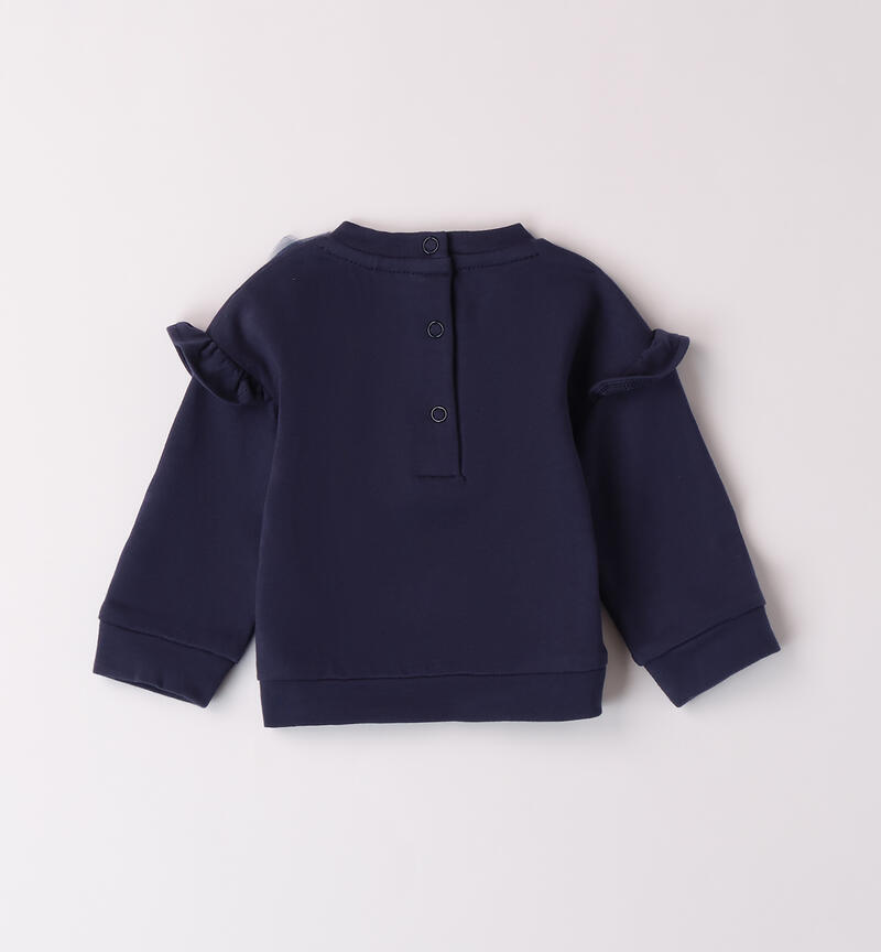 Sweatshirt for baby girl with ruffles and bow NAVY-3558