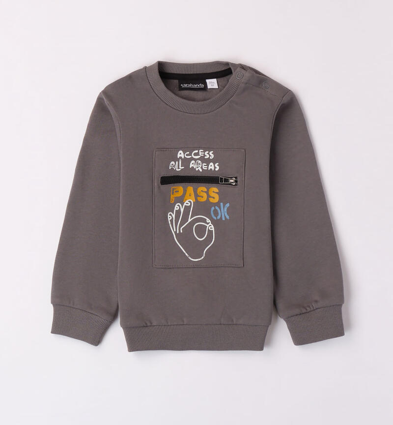 Sarabanda sweatshirt with a pocket for boys from 9 months to 8 years GRIGIO SCURO-0564
