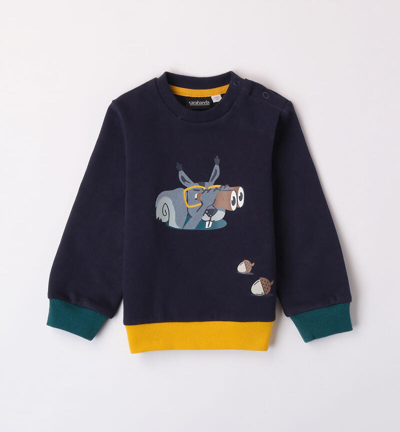 Sarabanda sweatshirt with patches for boys from 9 months to 8 years NAVY-3854