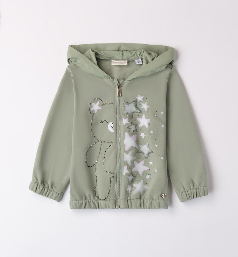 Felpa con zip bambina VERDE-4713