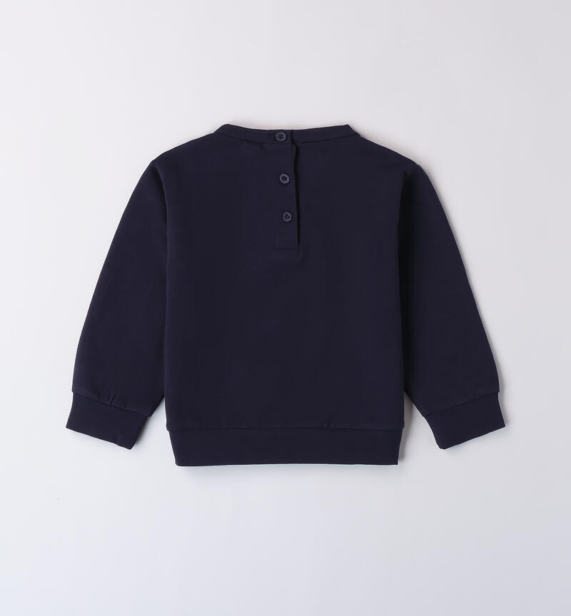 Crew neck sweatshirt with flowers for girls NAVY-3854