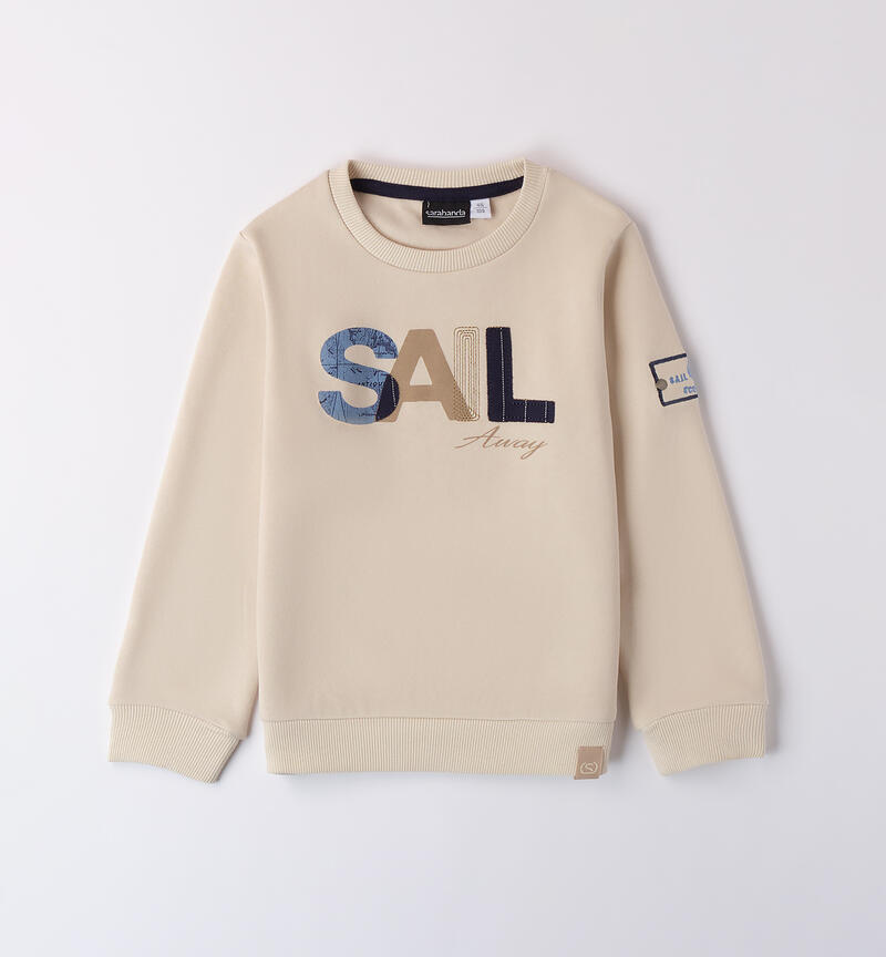 Crew neck sweatshirt for boys BEIGE-0433