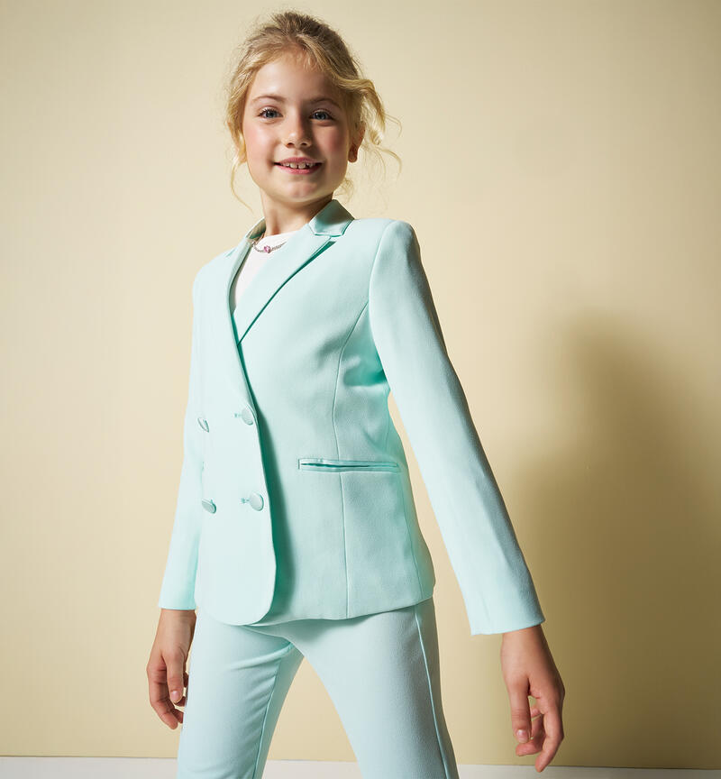 Giacca elegante bambina VERDE ACQUA-4154