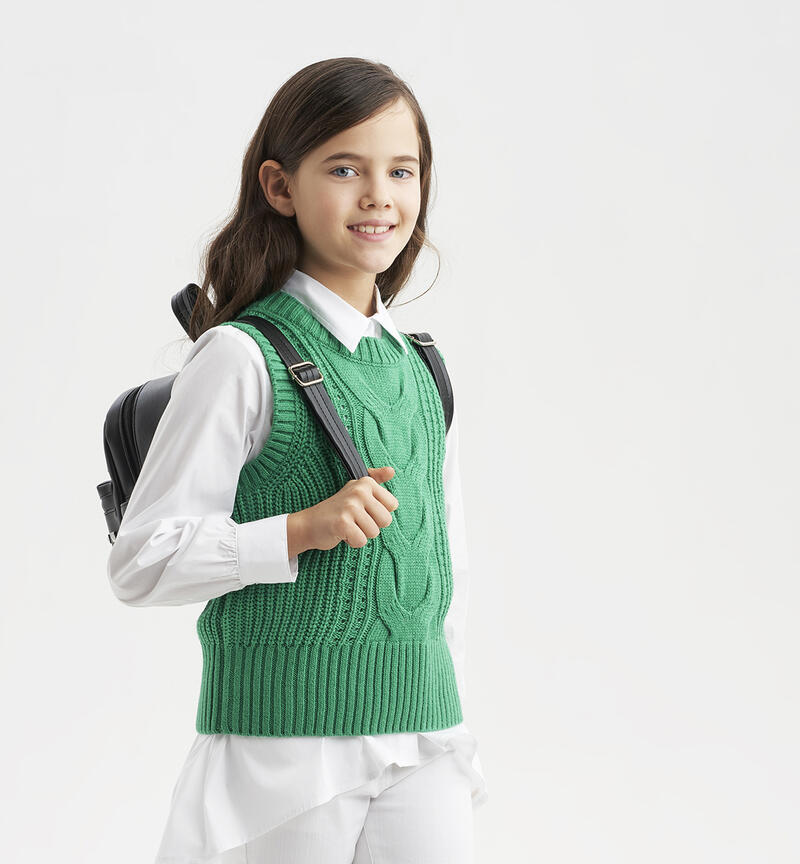 Gilet per ragazza in tricot da 8 a 16 anni Sarabanda VERDE-5156