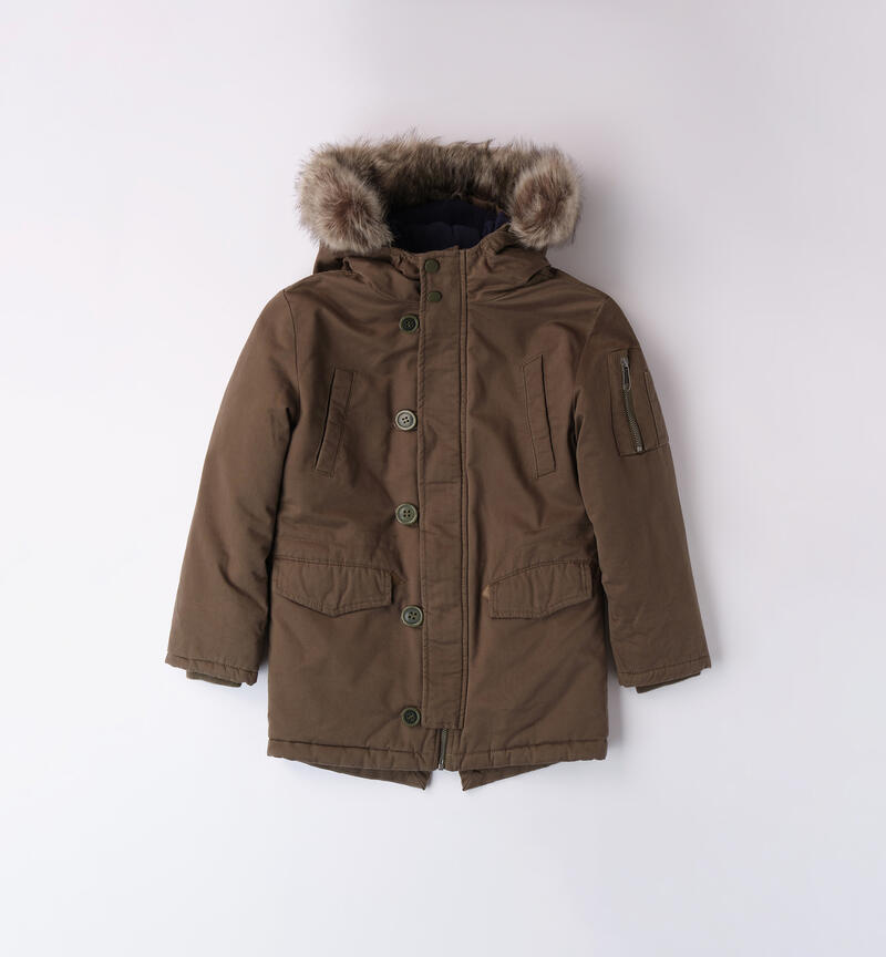 Long jacket for boys VERDE MILITARE-5557