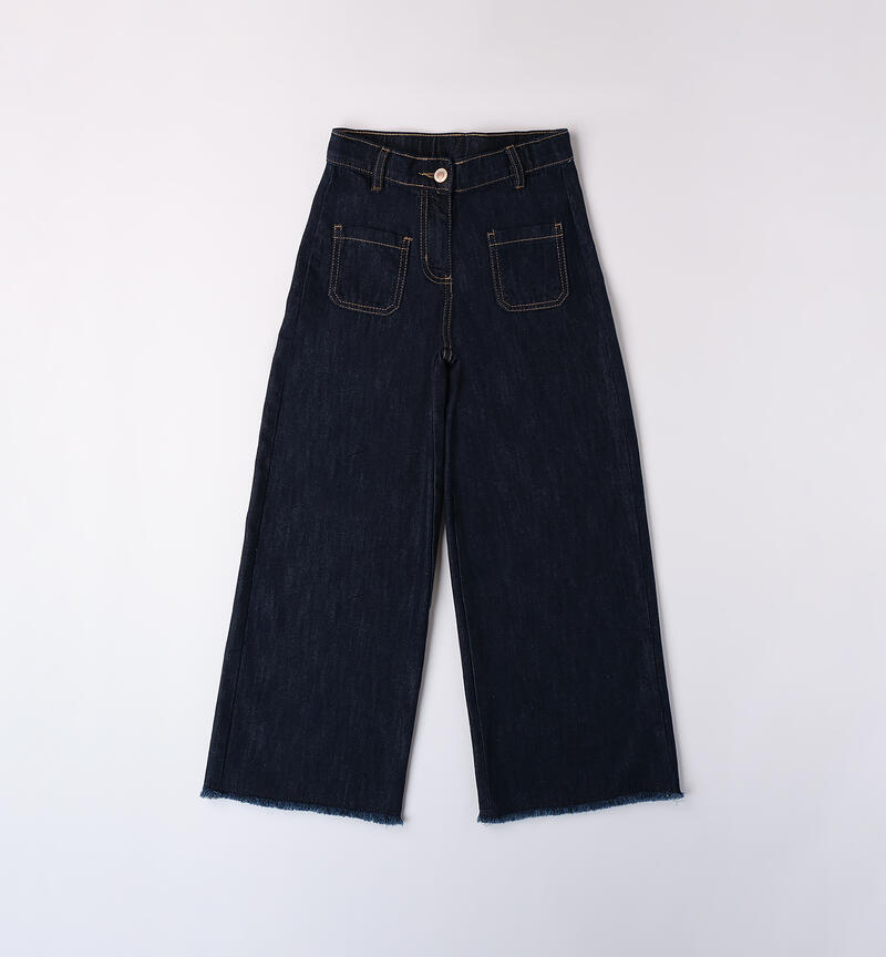 Bell-bottom jeans for girls NAVY-7775