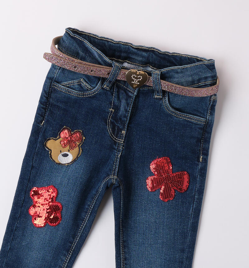 Jeans with belt for girls STONE WASHED-7450