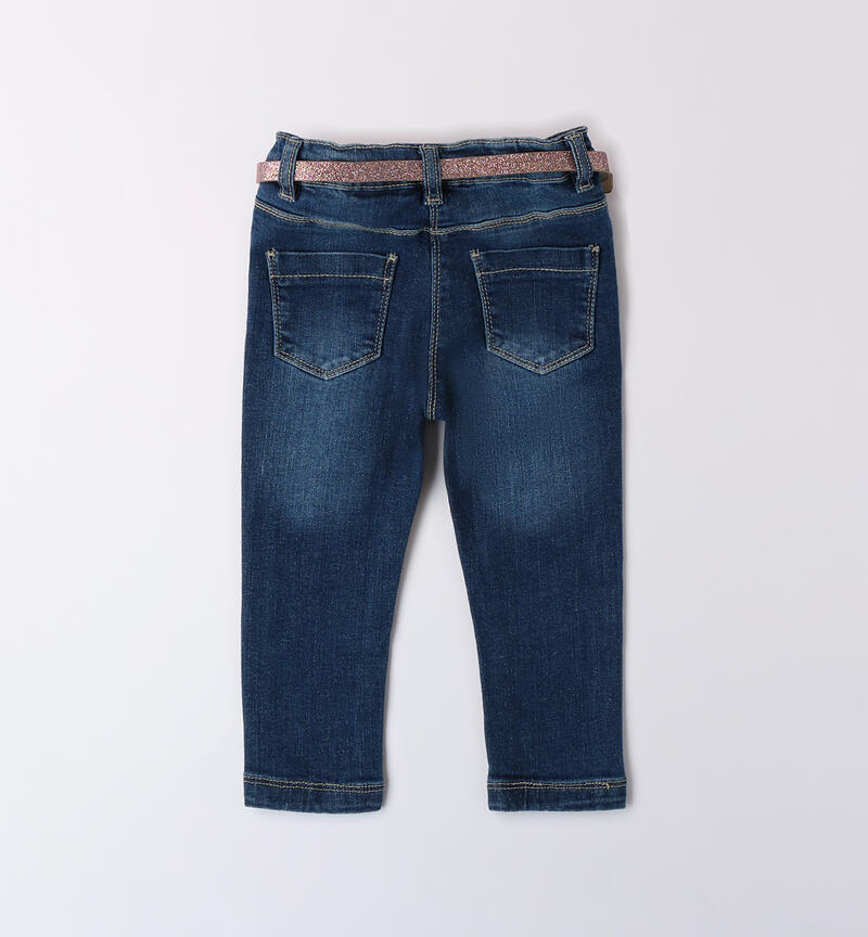 Jeans with belt for girls STONE WASHED-7450