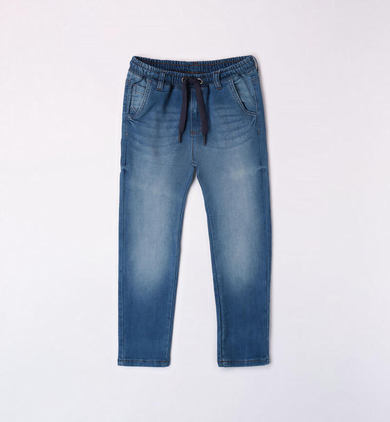 Sarabanda elasticated jeans for boys from 8 to 16 years STONE WASHED CHIARO-7400