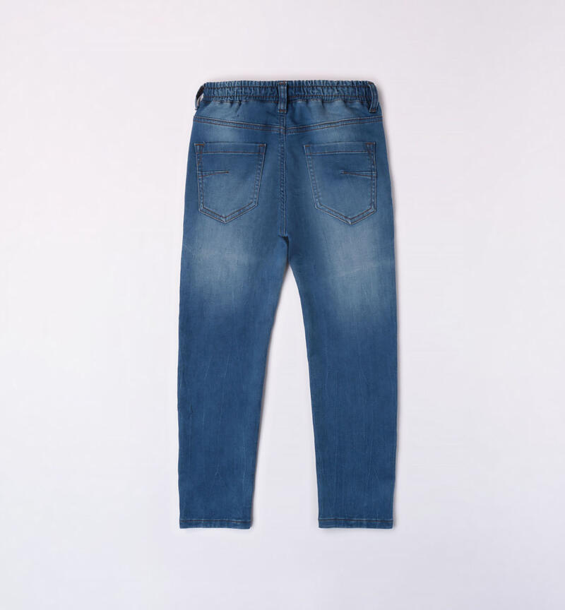 Sarabanda elasticated jeans for boys from 8 to 16 years STONE WASHED CHIARO-7400