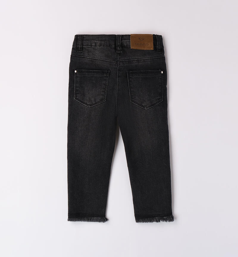 Jeans per bambina con strass NERO-7990