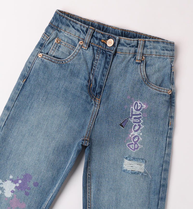 Jeans ragazza con stampe LAVATO CHIARISSIMO-7300