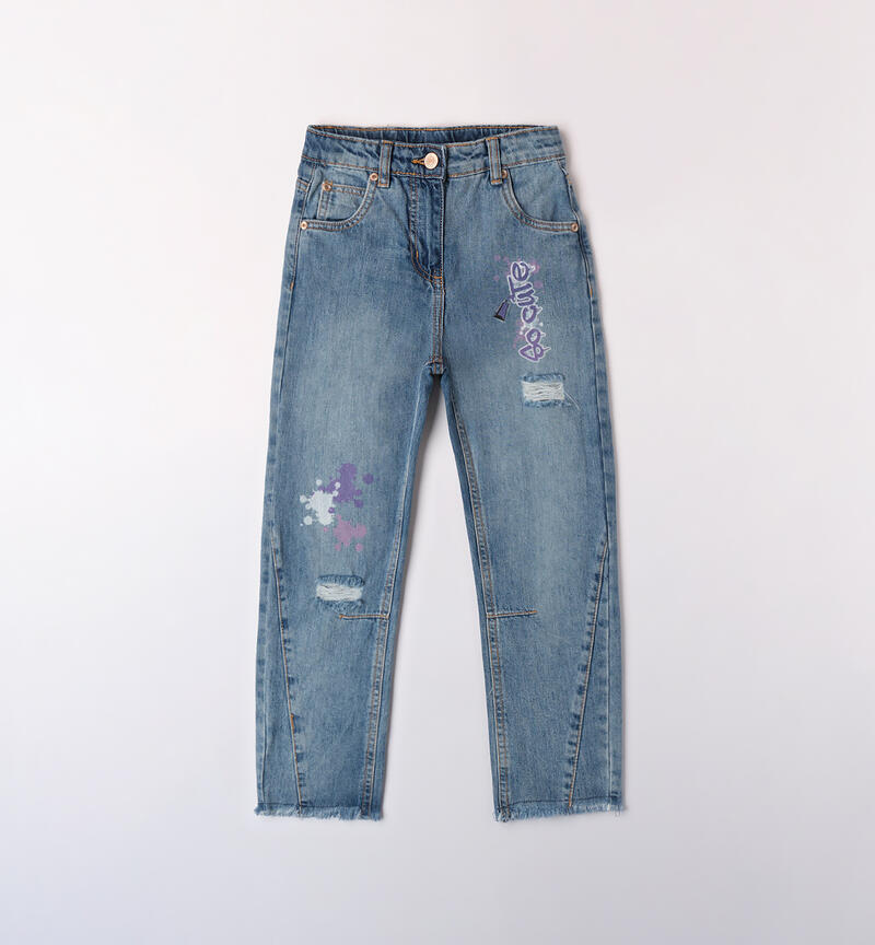 Jeans ragazza con stampe LAVATO CHIARISSIMO-7300