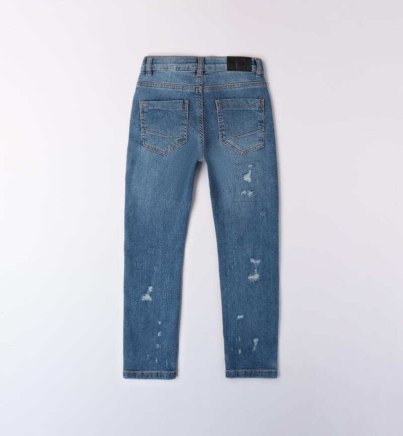 Jeans ragazzo strappati
 STONE WASHED CHIARO-7400