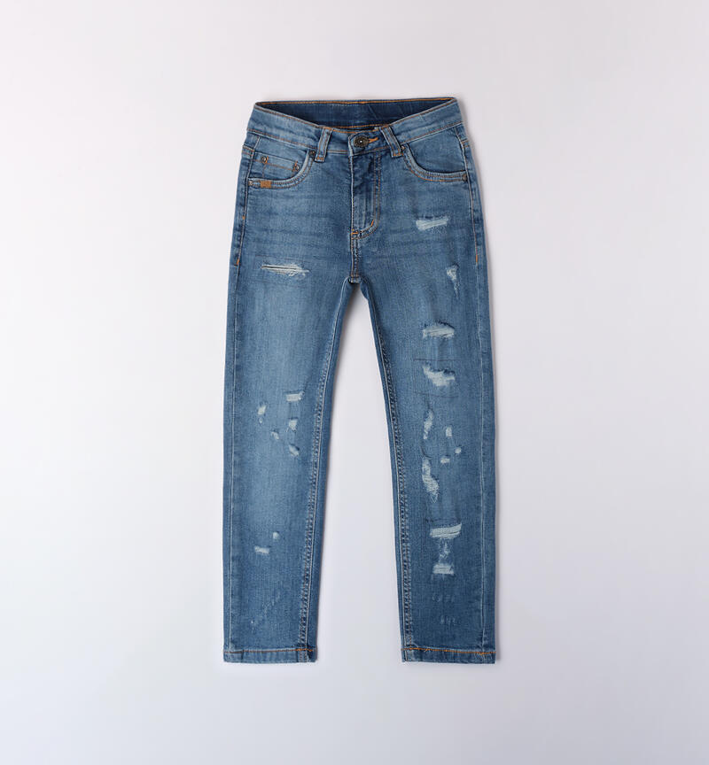 Jeans ragazzo strappati
 STONE WASHED CHIARO-7400