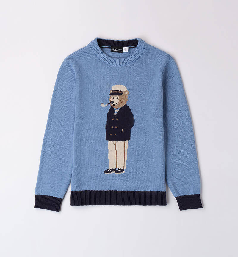 Maglia bambino con orso AZZURRO-3762