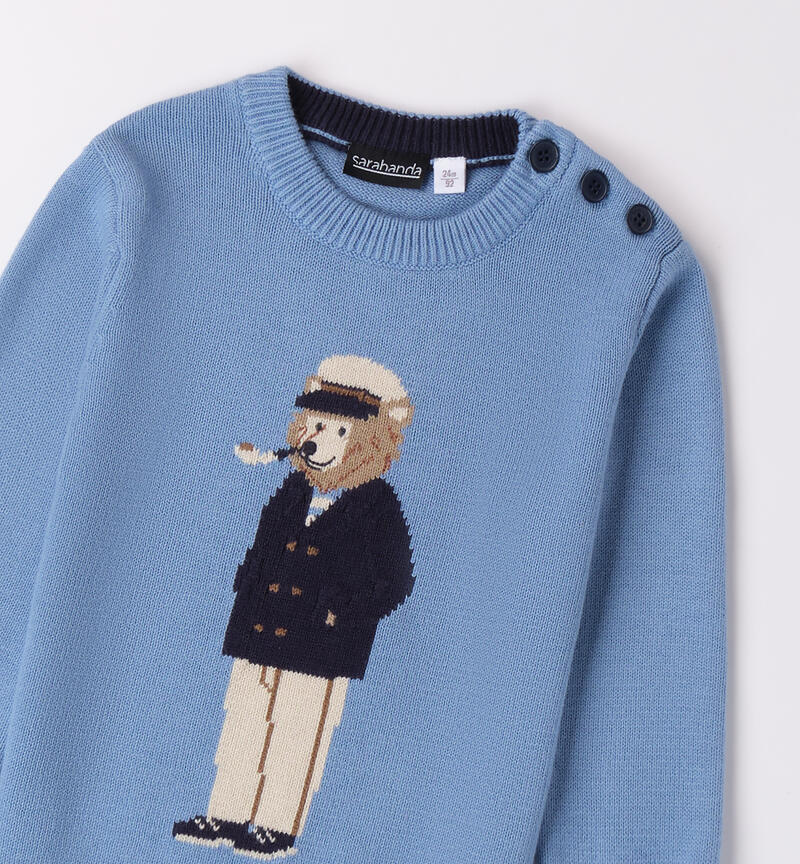 Maglia bambino con orso AZZURRO-3762