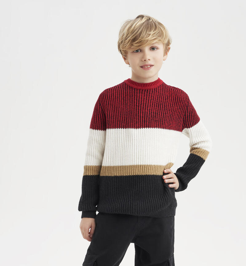 Sarabanda colourful jumper for boys from 8 to 16 years ROSSO-2259