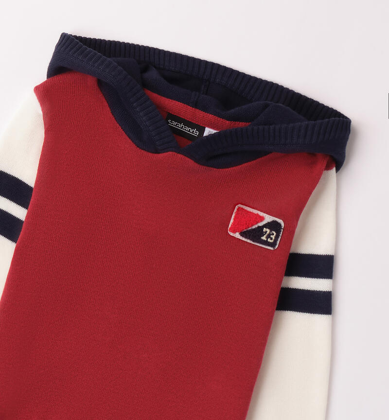 Maglia con cappuccio bambino ROSSO-2536