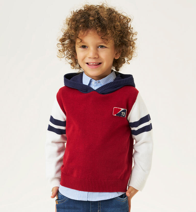 Maglia con cappuccio bambino ROSSO-2536