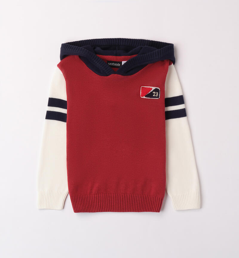 Maglia con cappuccio bambino ROSSO-2536