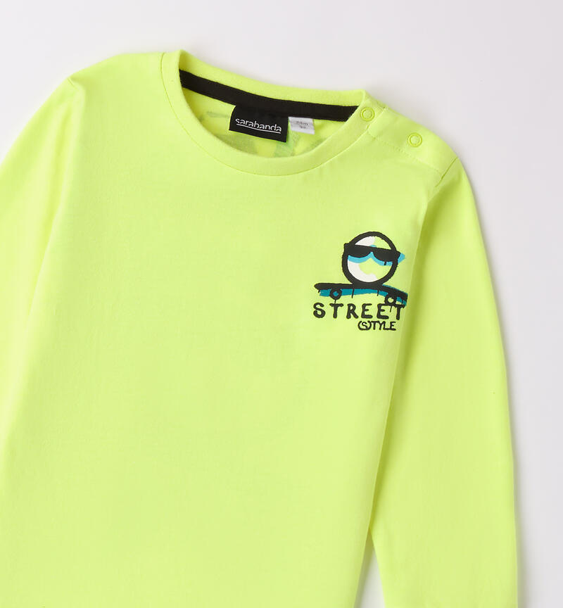 Crew neck shirt for boys GREEN ACID-5841