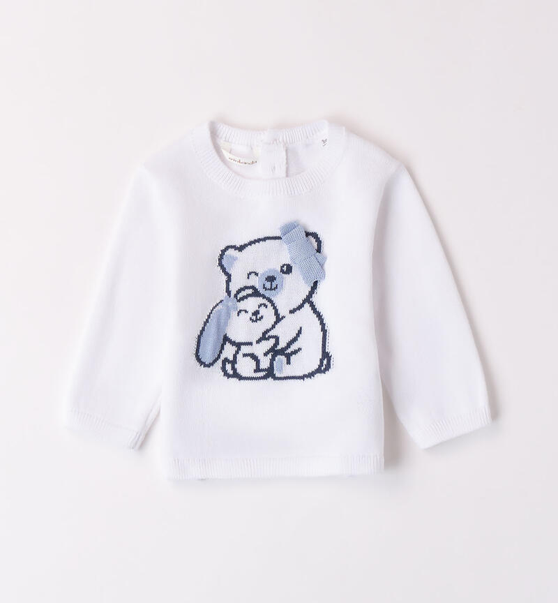 Girls' jumper in cotton tricot BIANCO-0113