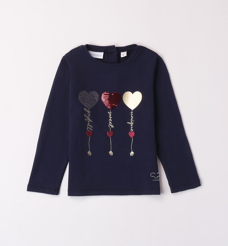 Maglietta bambina con cuori NAVY-3854