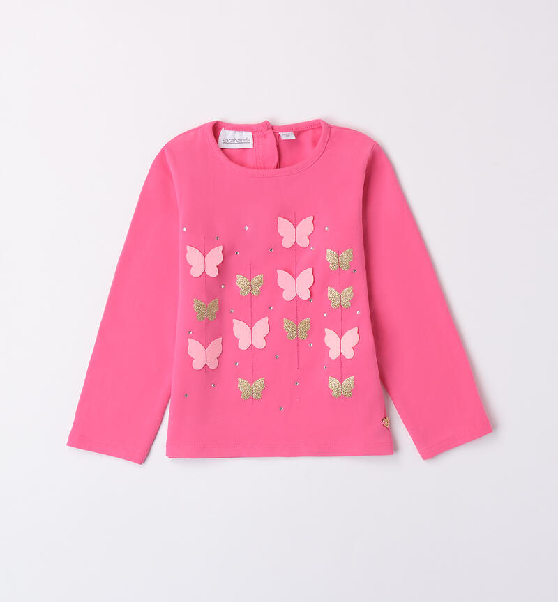 T-shirt with butterflies for girls FUXIA-2432