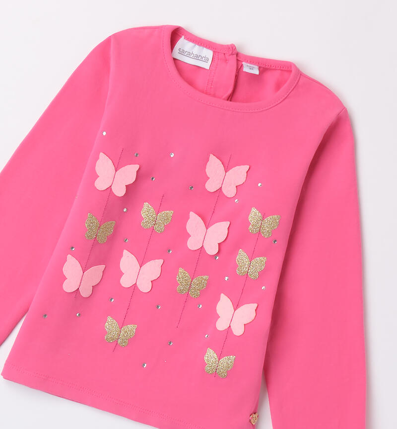 T-shirt with butterflies for girls FUXIA-2432