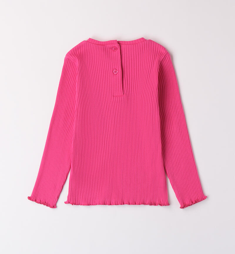 Ribbed t-shirt for girls FUXIA-2438