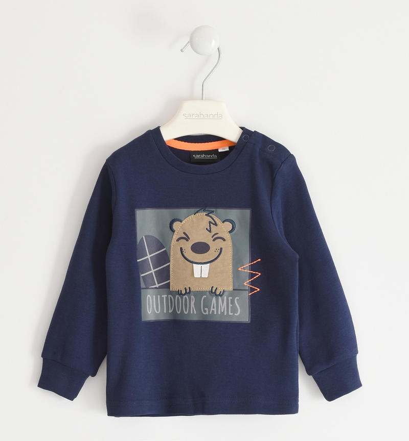 Maglietta bambino con castoro da 9 mesi a 8 anni Sarabanda NAVY-3854