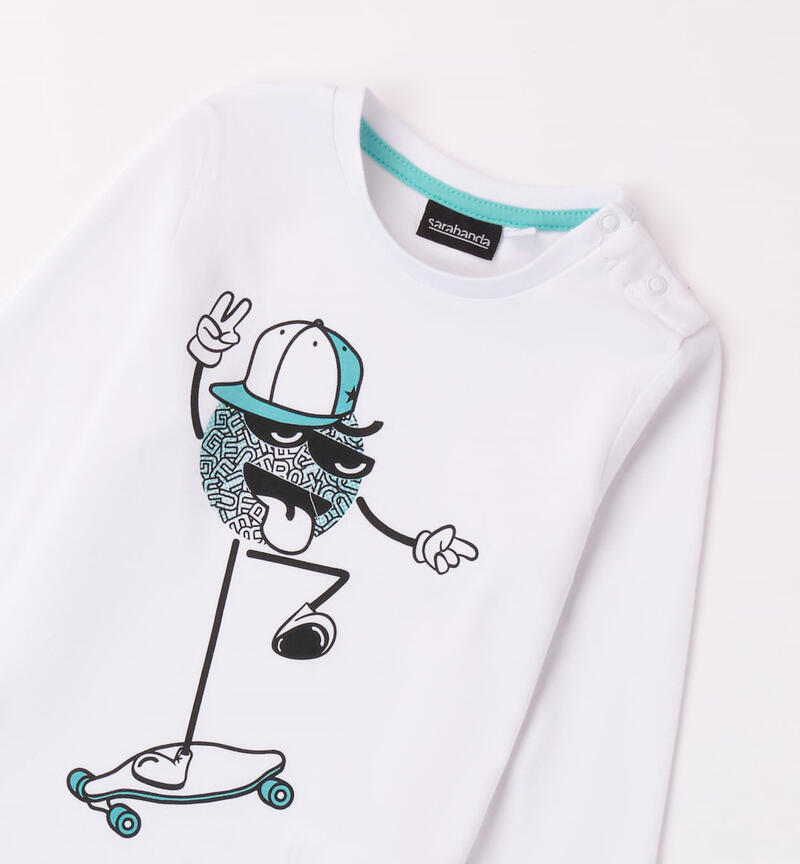 Sarabanda skateboard t-shirt for boys from 9 months to 8 years BIANCO-0113
