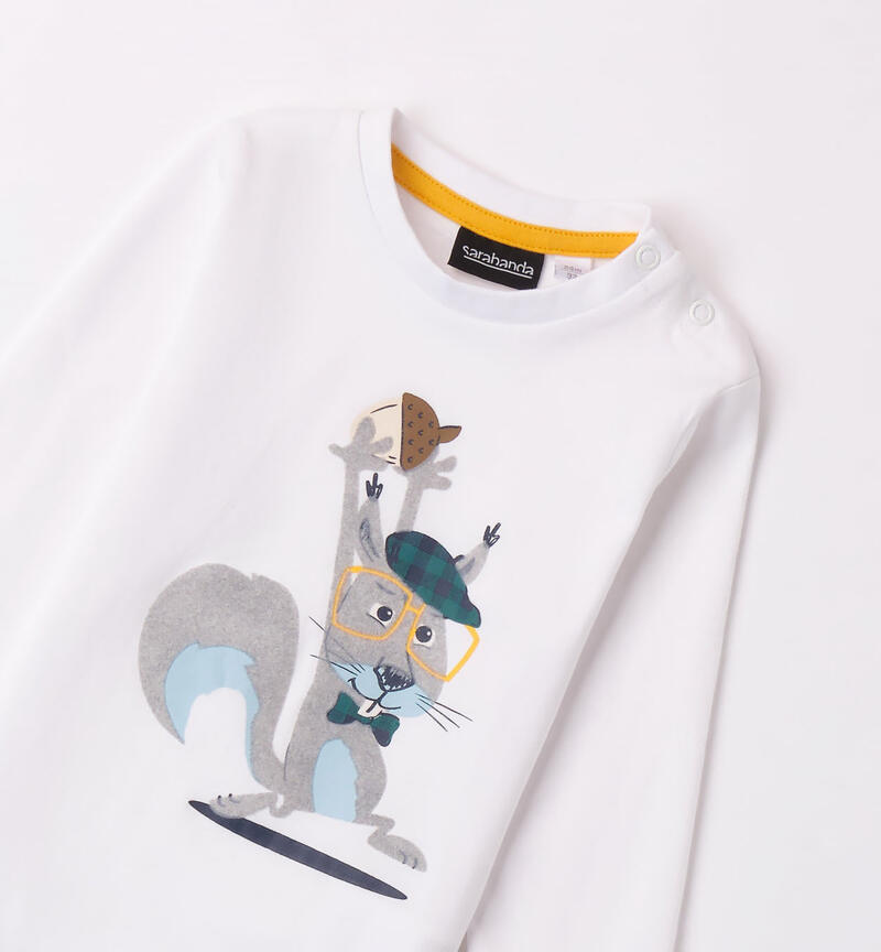 Sarabanda beaver t-shirt for boys from 9 months to 8 years BIANCO-0113
