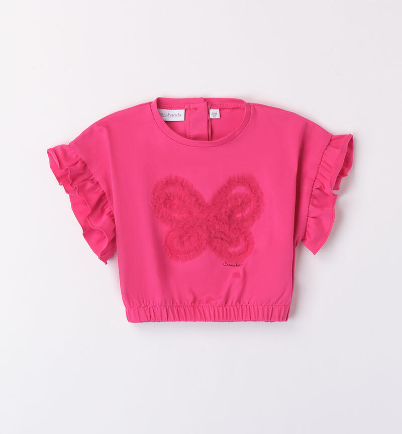 Girls' cropped T-shirt
 FUXIA-2445