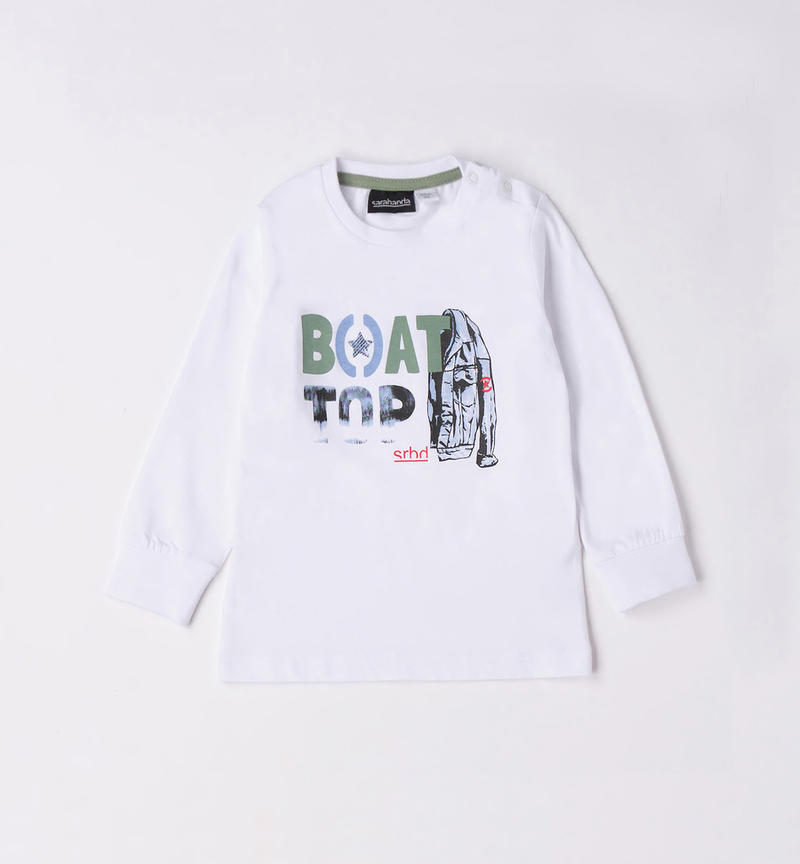 Maglietta girocollo bambino 100% cotone da 9 mesi a 8 anni Sarabanda BIANCO-0113