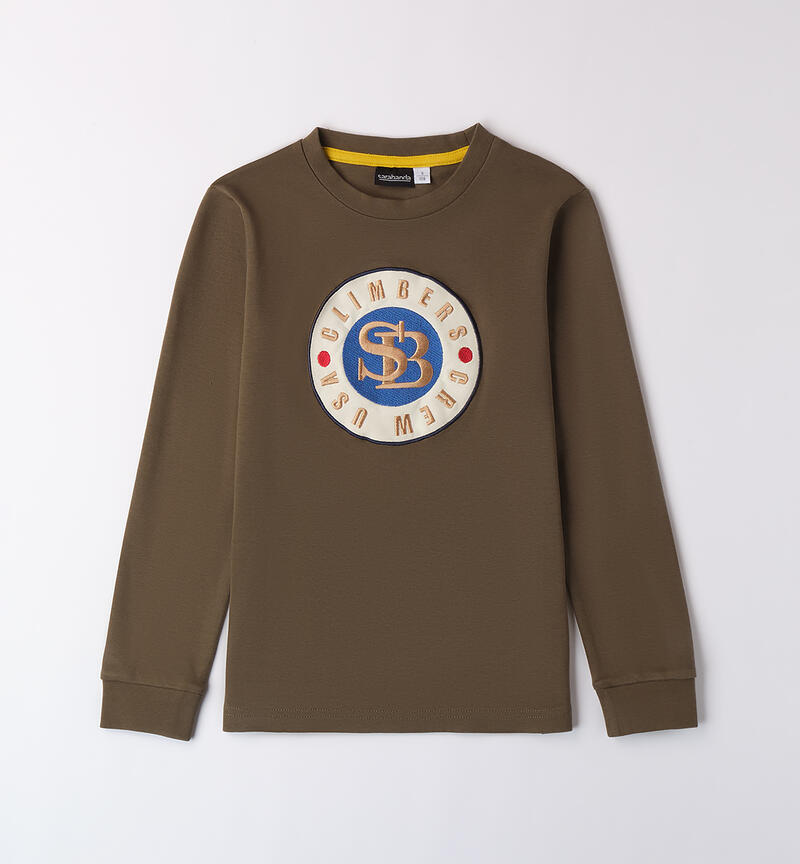 Crew neck t-shirt for boys VERDE MILITARE-5557