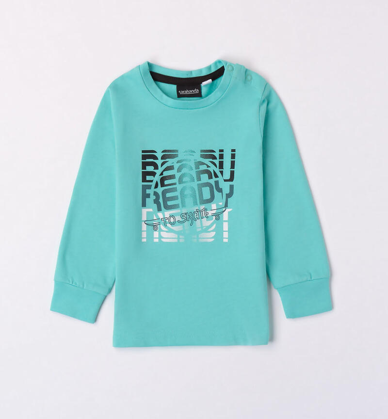 Sarabanda green crew neck t-shirt for boys from 9 months to 8 years VERDE  -4421