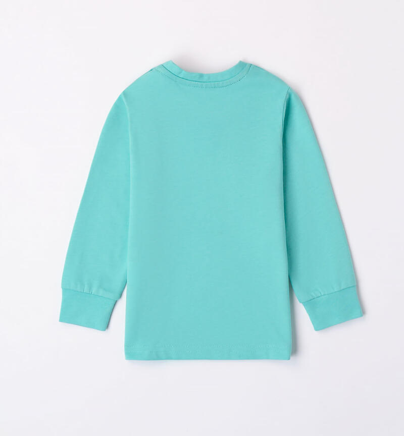 Sarabanda green crew neck t-shirt for boys from 9 months to 8 years VERDE  -4421