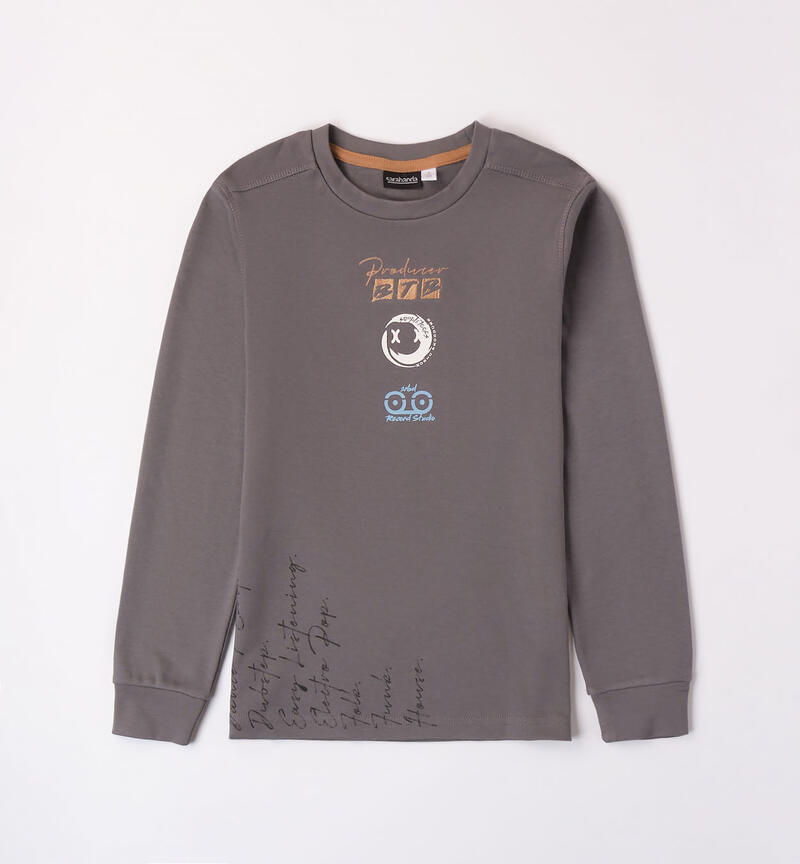Maglietta grigia 100% cotone per ragazzo da 8 a 16 anni Sarabanda GRIGIO SCURO-0564