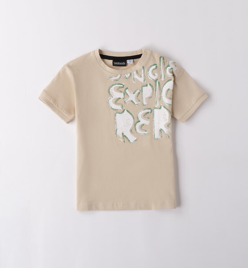 Boy's short-sleeved T-shirt BEIGE-0435