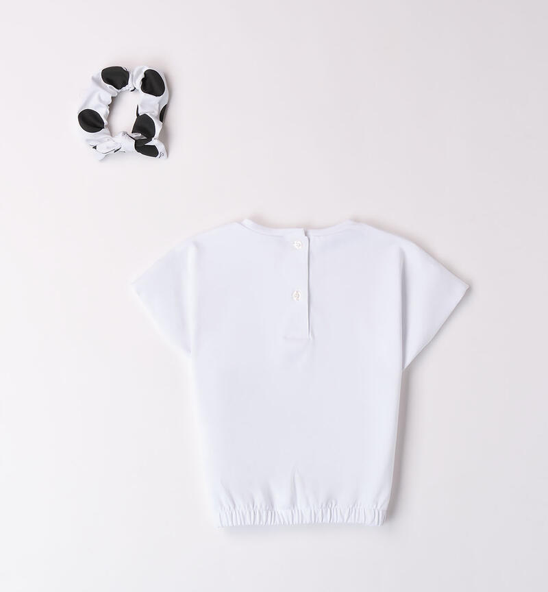 Girls' T-shirt with hearts BIANCO-0113