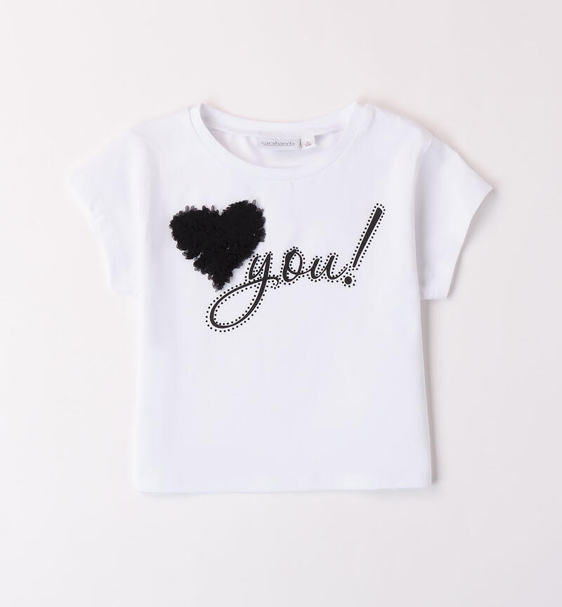 Girls' heart T-shirt BIANCO-0113